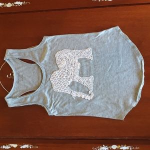 Gray Tanktop with Lace Elephant Design